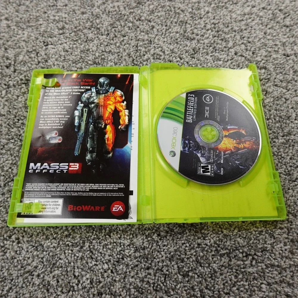 Battlefield 3 Limited Edition XBox 360 Game Disc‎ Case War Shooter Army Military